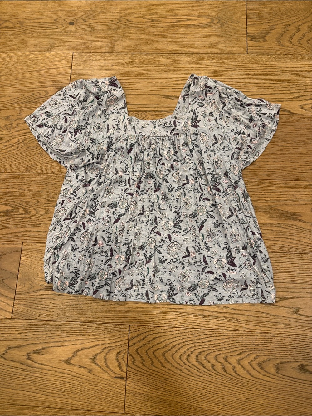 Lucky Brand light  Blue Floral Square-Neck Women's Top size x large